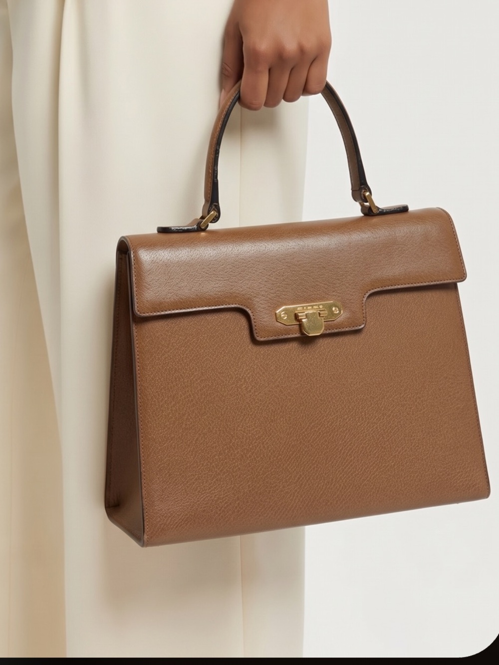 Valentino Garavani Classic Top-Handle Leather Satchel in Brown